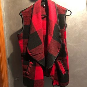 Red & black Buffalo check vest